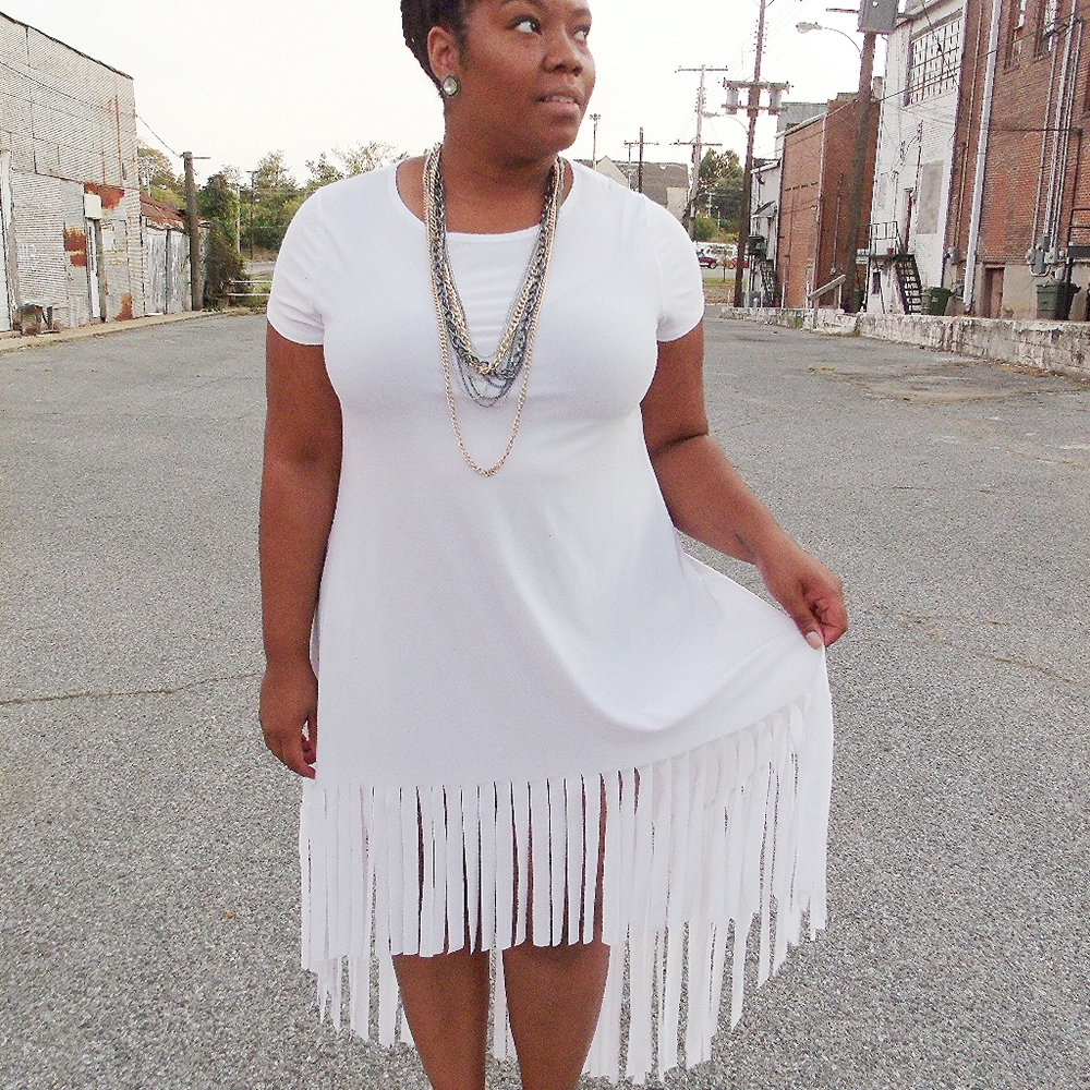 White Fringe Dress - Picture 3 of 3